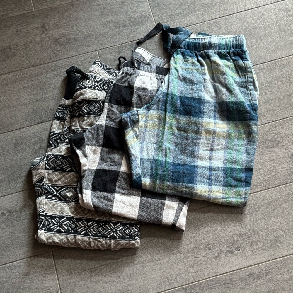 Old Navy Plaid Flannel Lounge Pants x 3 Bundle Sz XS